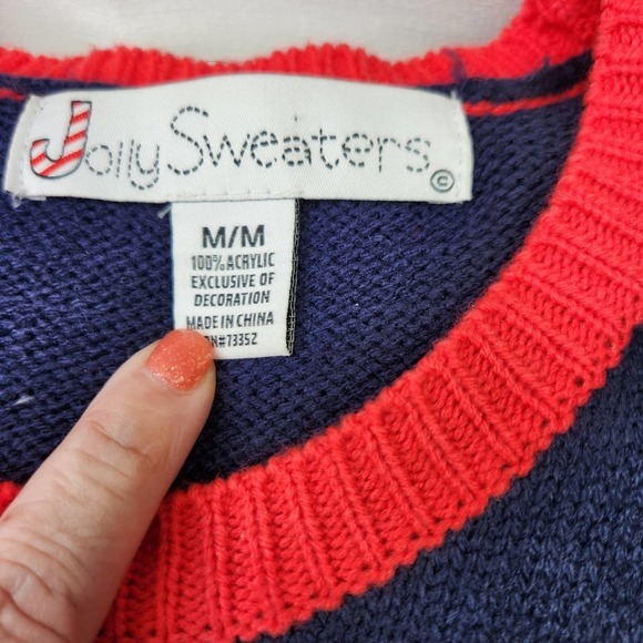 Jolly Sweaters Outdoorsman Santa Sweater Womens Size Medium Christmas Tree Top - Picture 3 of 8